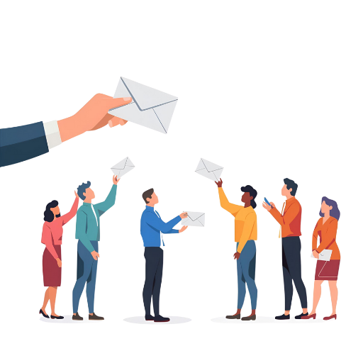 personas entregando mensajes